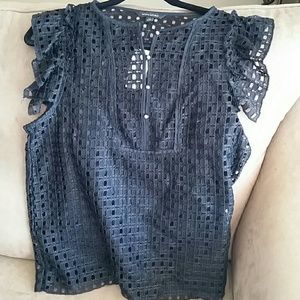 Banana Republic Geo Lace Ruffle Top